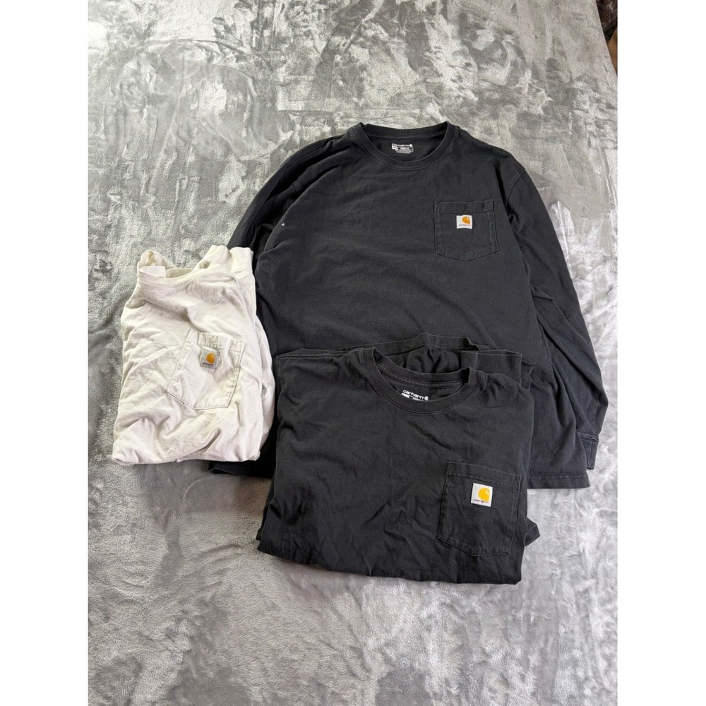 Carhartt 3 Lot Workwear Pocket T-Shirt Men's 2 XL Multicolor Long Fit Sleeve